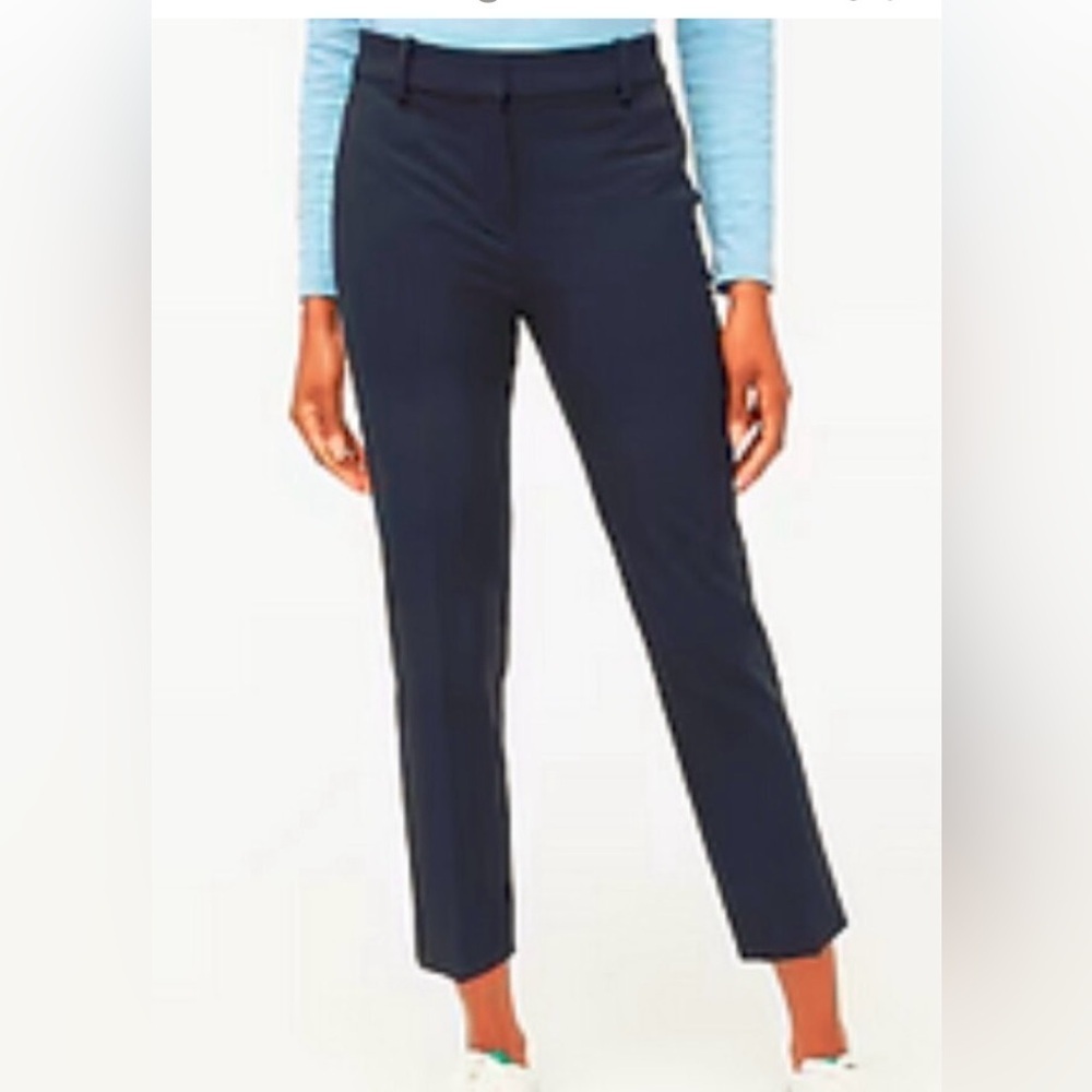 J. Crew Ruby Pants Navy Blue Straight Leg Cropped Size 4